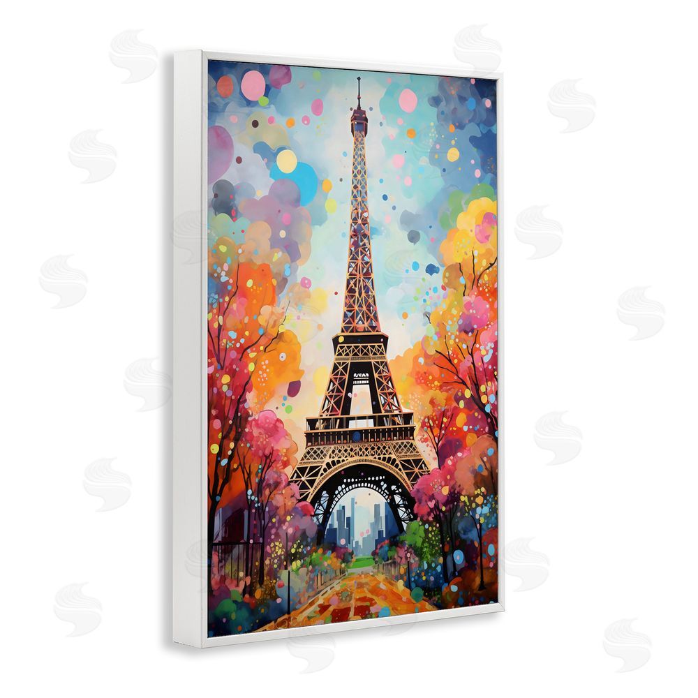 Creative Studio Eiffel Tower with Colorful Trees White Framed Giclee Wall Art Print