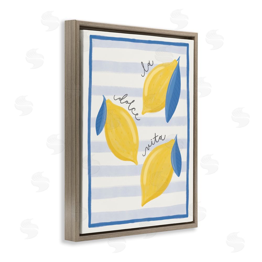 Jalynn Heerdt Dolce Vita Lemons & Stripes Brown Floating Frame Canvas Wall Art