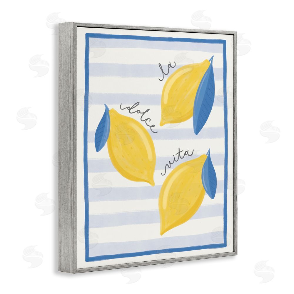 Jalynn Heerdt Dolce Vita Lemons & Stripes Gray Framed Giclee Wall Art Print