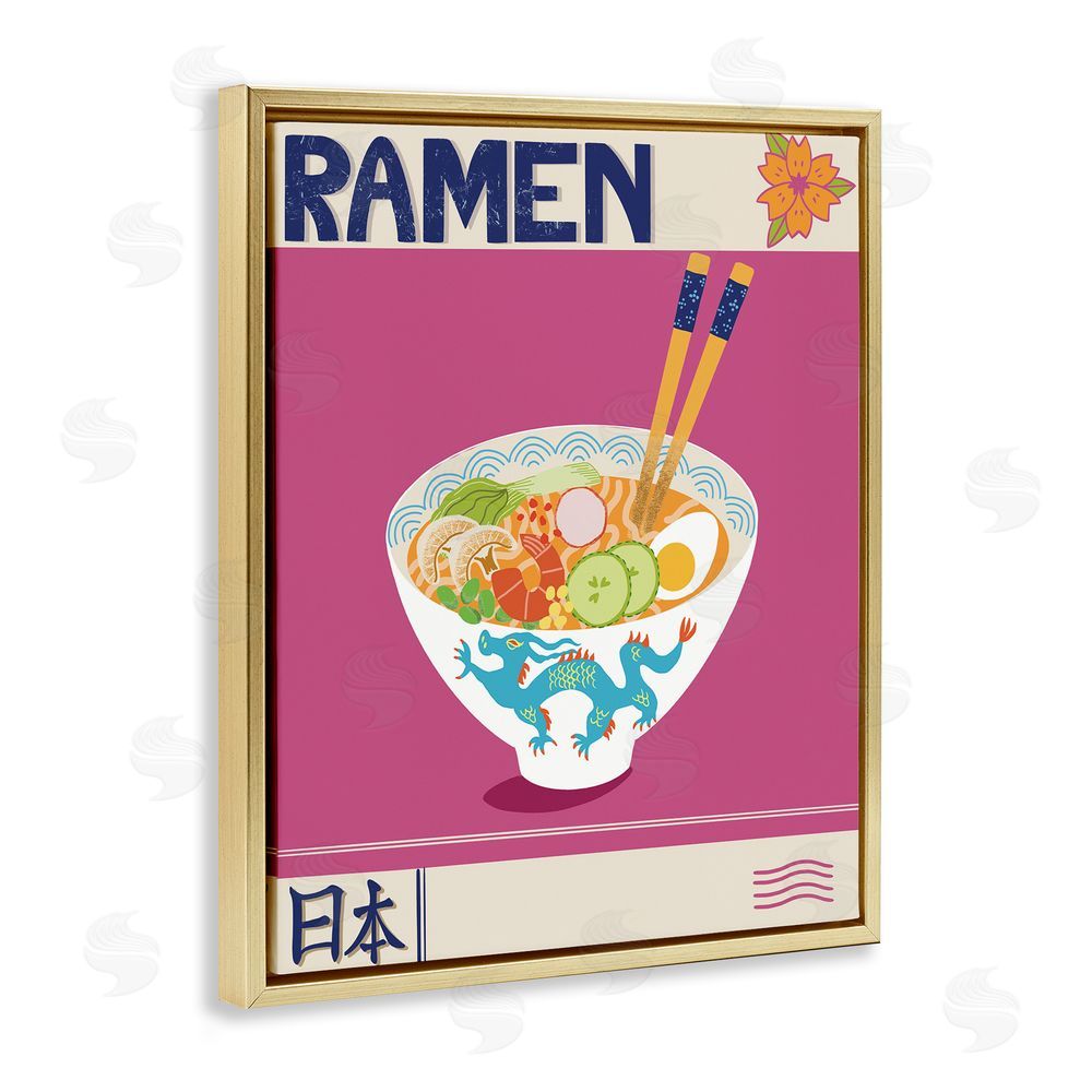 Jo Reid Enchanted Japanese Ramen Gold Floating Frame Canvas Wall Art