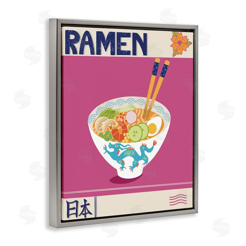 Jo Reid Enchanted Japanese Ramen Gray Floating Frame Canvas Wall Art