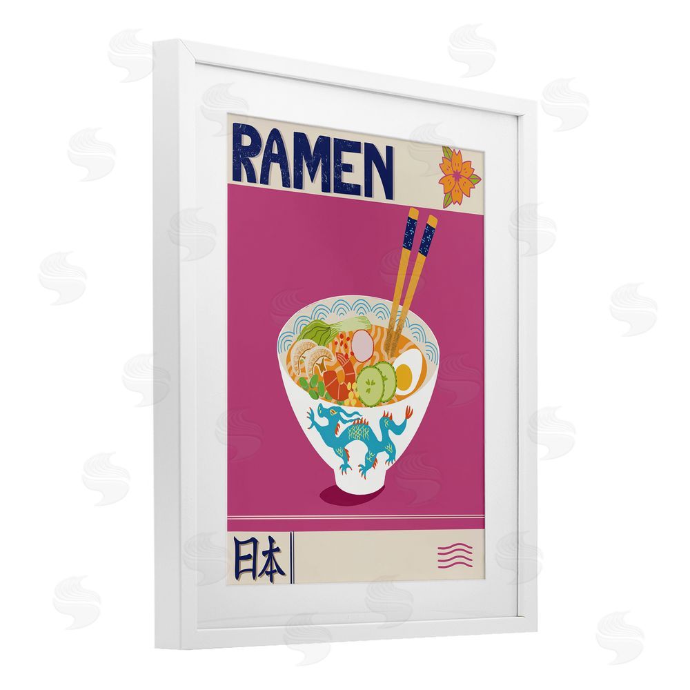 Jo Reid Enchanted Japanese Ramen White Framed Print Under Glass with Mat Wall Art