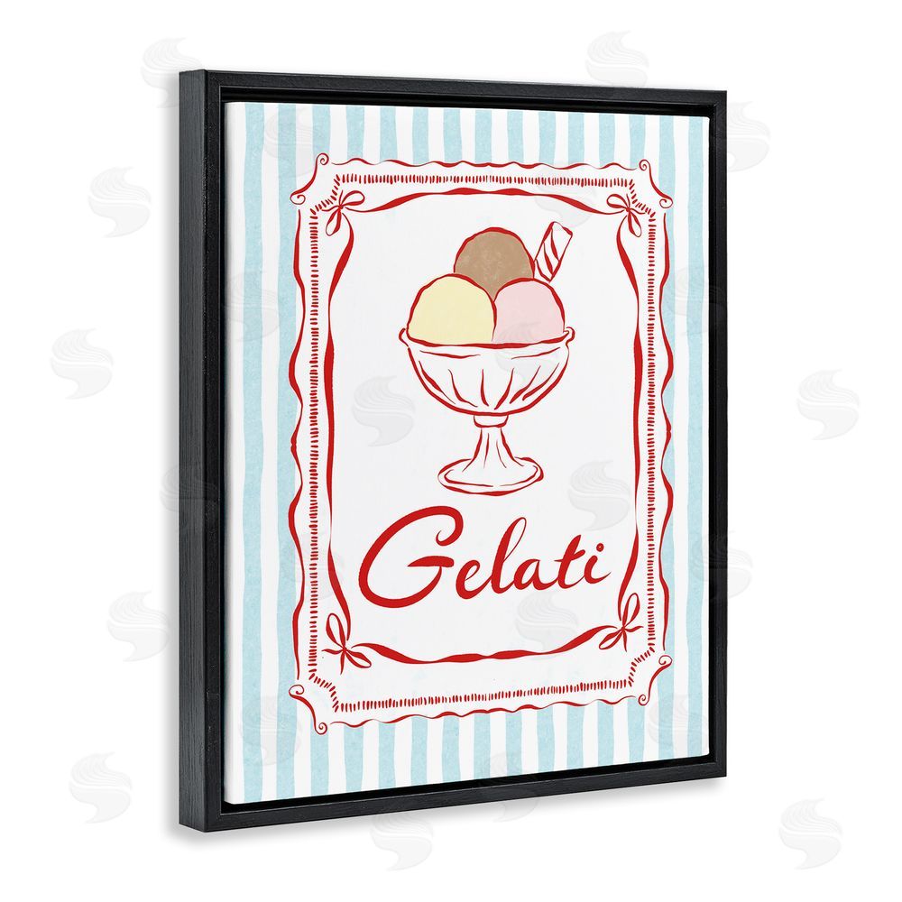 Miriam Wood Italian Summer Gelati Black Floating Frame Canvas Wall Art