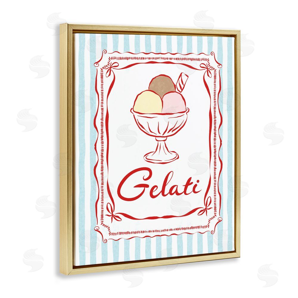 Miriam Wood Italian Summer Gelati Gold Floating Frame Canvas Wall Art