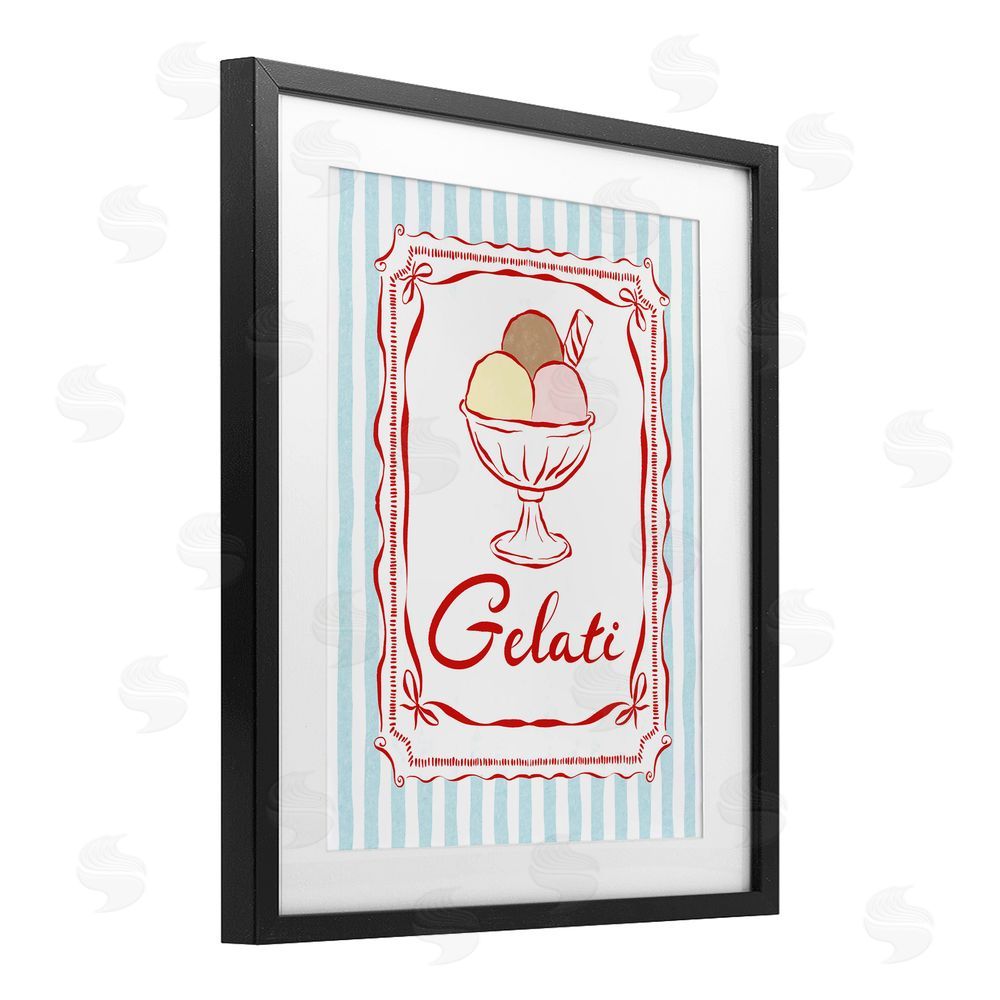 Miriam Wood Italian Summer Gelati Black Framed Print Under Glass with Mat Wall Art