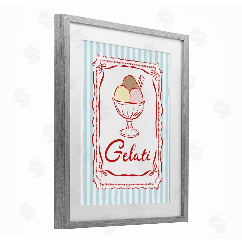 Miriam Wood Italian Summer Gelati Gray Framed Print Under Glass with Mat Wall Art