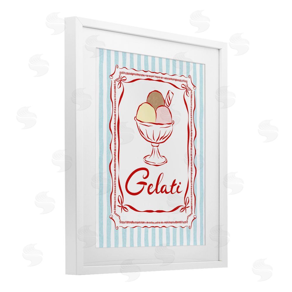 Miriam Wood Italian Summer Gelati White Framed Print Under Glass with Mat Wall Art