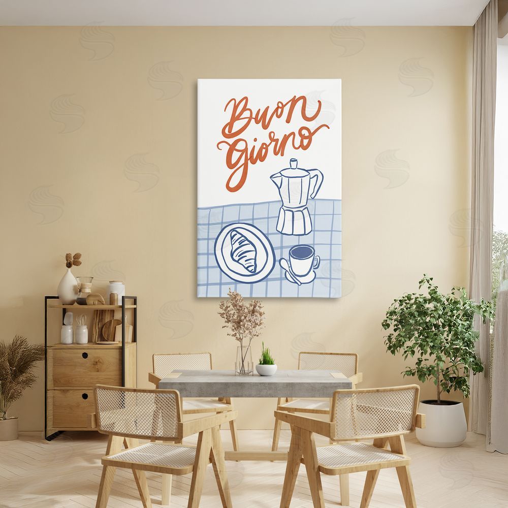 Amanda Houston Buon Giorno Breakfast Espresso Stretched Canvas Wall Art in Room