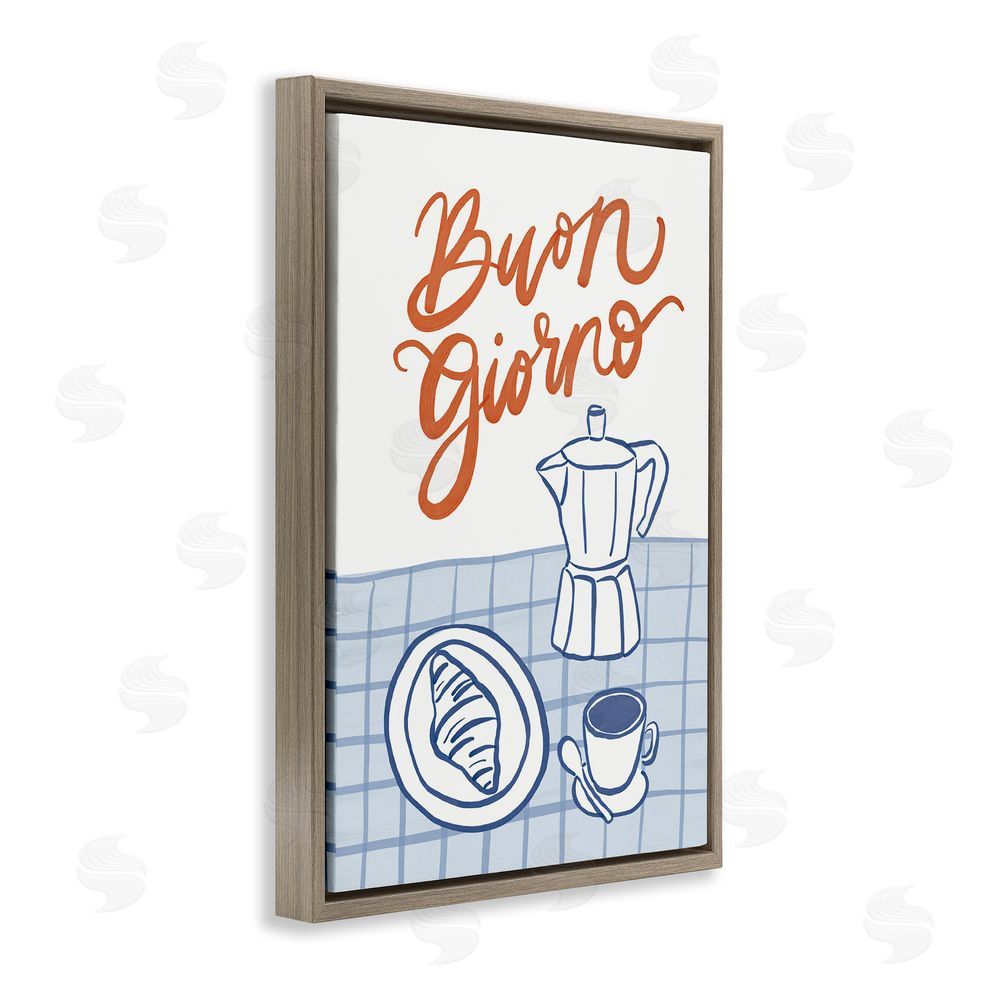 Amanda Houston Buon Giorno Breakfast Espresso Brown Floating Frame Canvas Wall Art Print