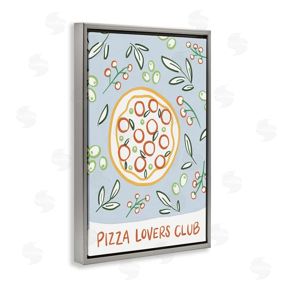 Amanda Houston Pizza Lovers Club Gray Floating Frame Canvas Wall Art Print