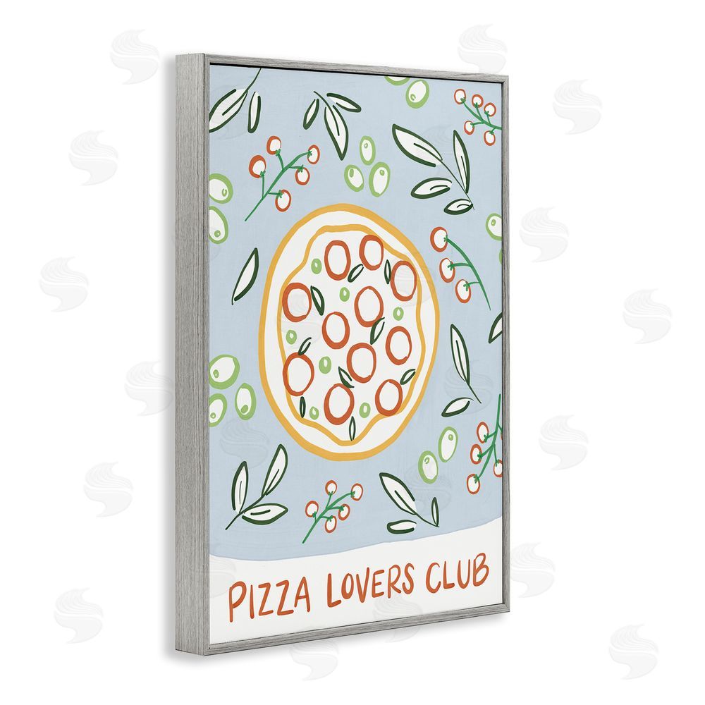 Amanda Houston Pizza Lovers Club Gray Framed Giclee Wall Art Print
