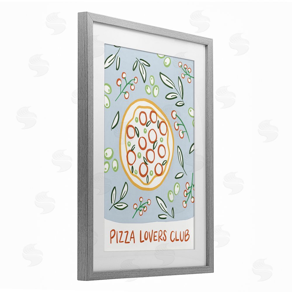 Amanda Houston Pizza Lovers Club Gray Framed Print Under Glass Wall Art