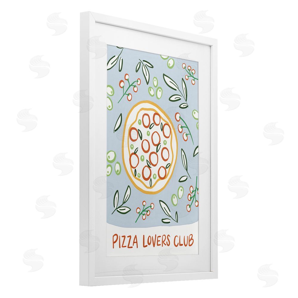 Amanda Houston Pizza Lovers Club White Framed Print Under Glass Wall Art
