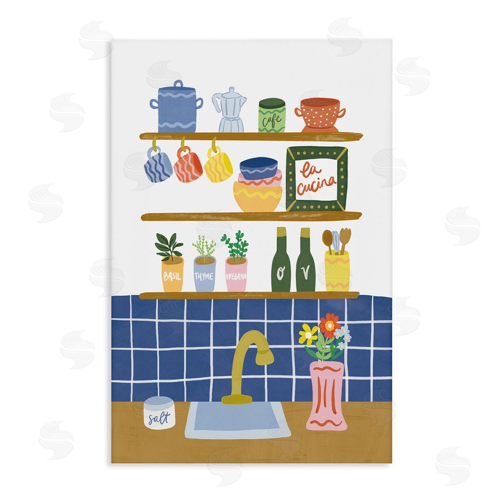 Amanda Houston Italian Kitchen Spice Rack Stretched Canvas Wall Art