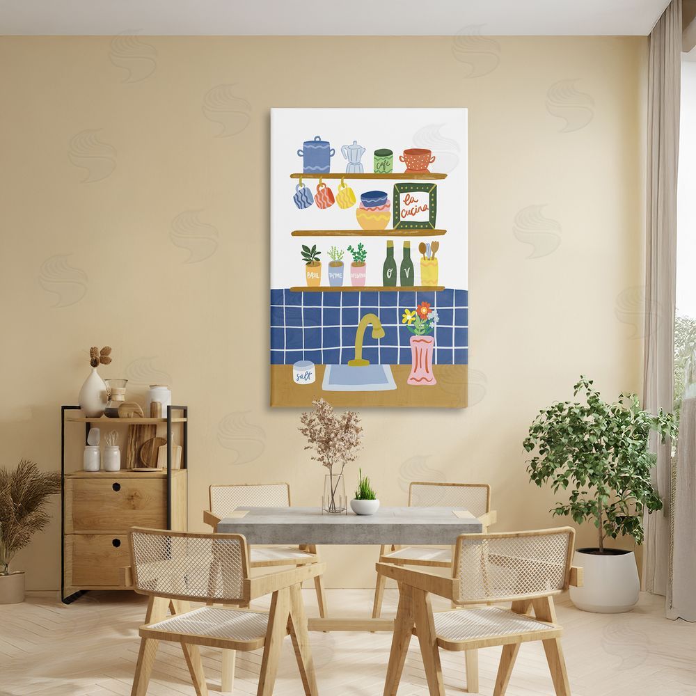Amanda Houston Italian Kitchen Spice Rack Stretched Canvas Wall Art in Room