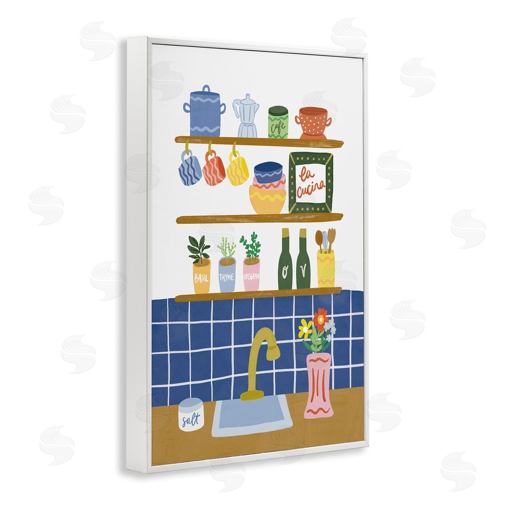 Amanda Houston Italian Kitchen Spice Rack White Framed Giclee Wall Art Print