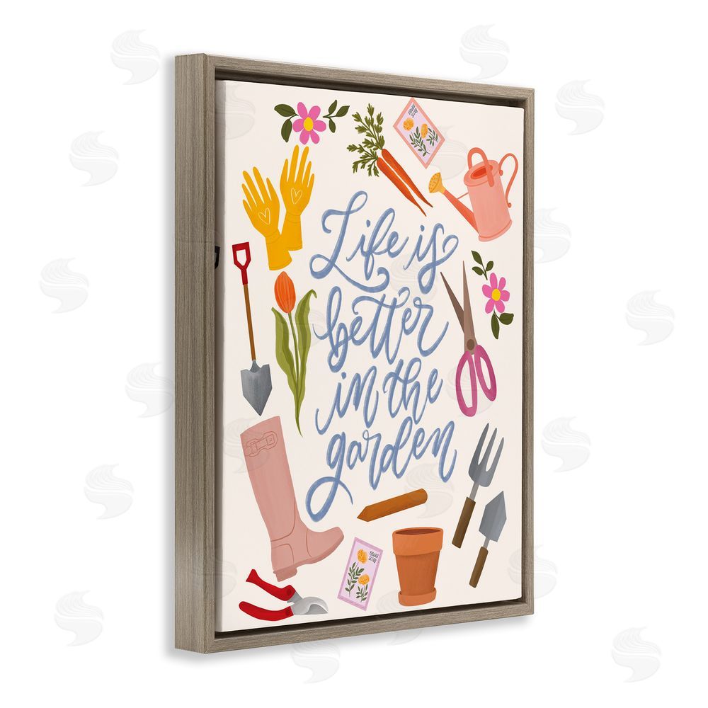 Isabela Schielke Life In The Garden Brown Floating Frame Canvas Wall Art