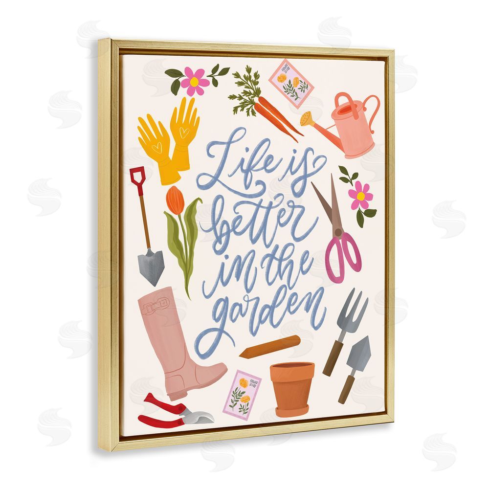 Isabela Schielke Life In The Garden Gold Floating Frame Canvas Wall Art