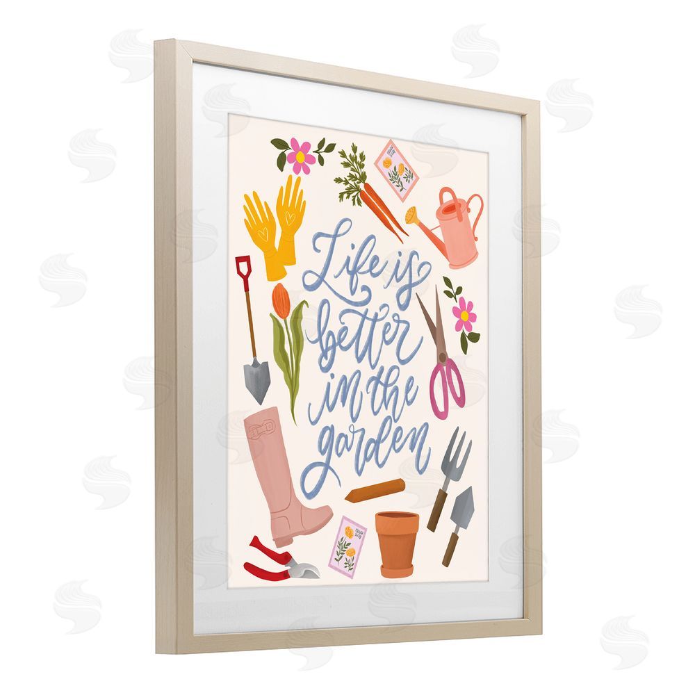 Isabela Schielke Life In The Garden Brown Framed Print Under Glass with Mat Wall Art