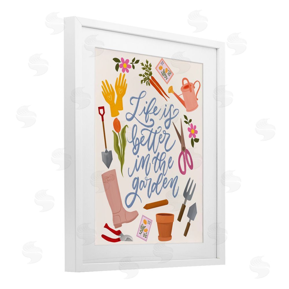 Isabela Schielke Life In The Garden White Framed Print Under Glass with Mat Wall Art