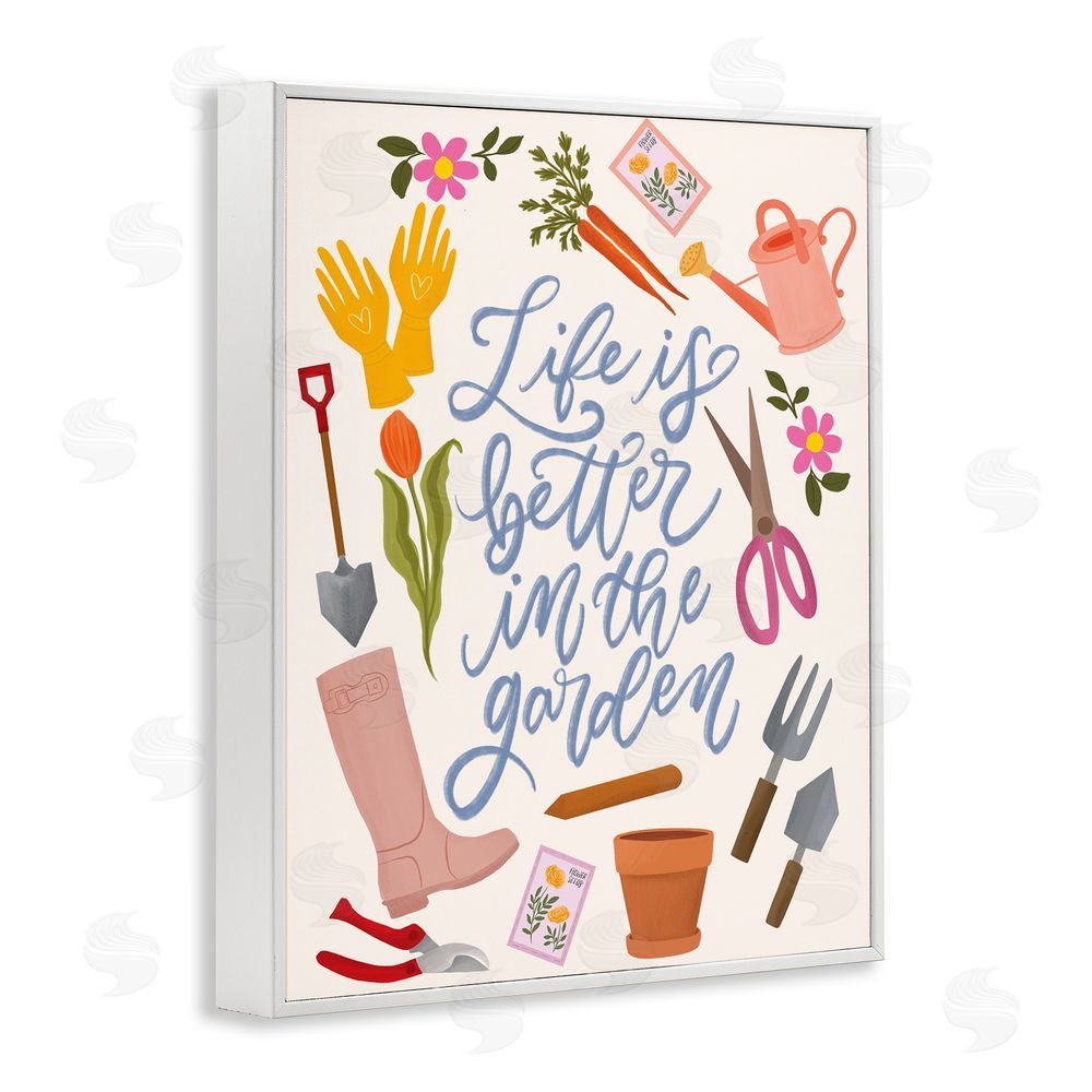 Isabela Schielke Life In The Garden White Framed Giclee Wall Art Print