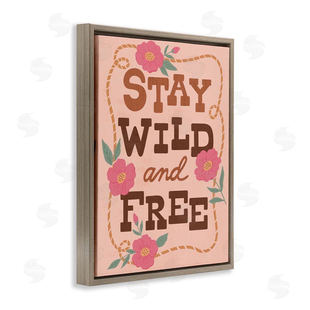 Nina Seven Wild & Free Boho Girl Brown Floating Frame Canvas Wall Art Print