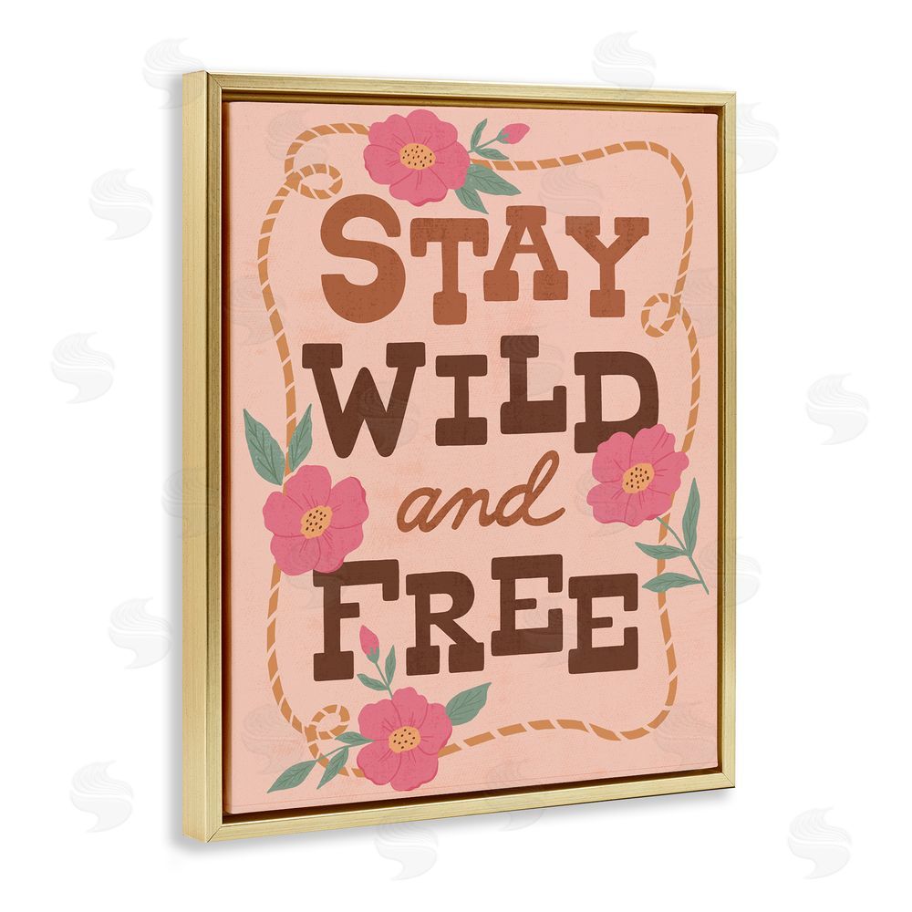 Nina Seven Wild & Free Boho Girl Gold Floating Frame Canvas Wall Art Print