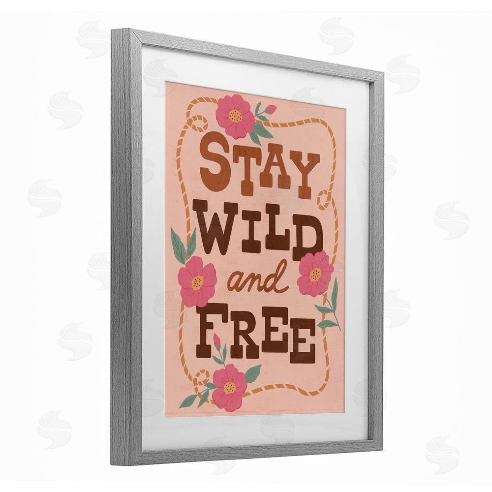 Nina Seven Wild & Free Boho Girl Gray Framed Print Under Glass Wall Art