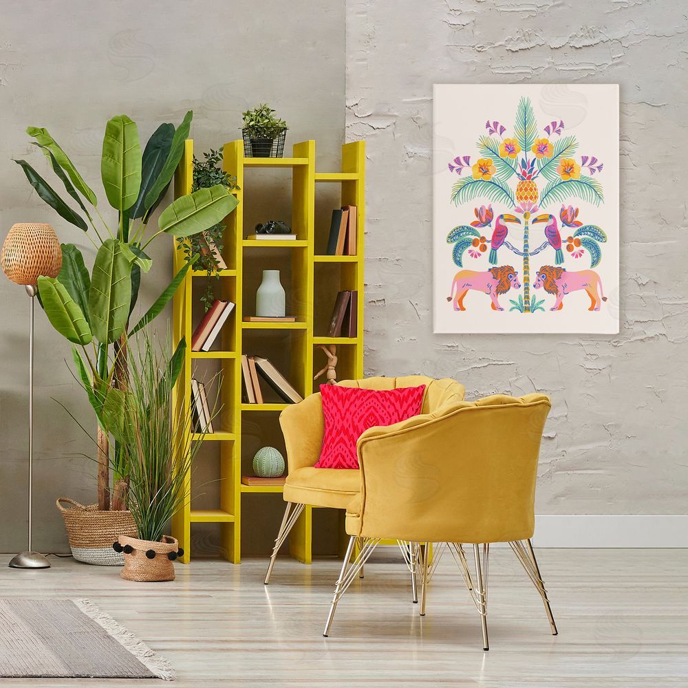 Riley Hutchens King of Jungle Symmetry Stretched Canvas Wall Art in Room