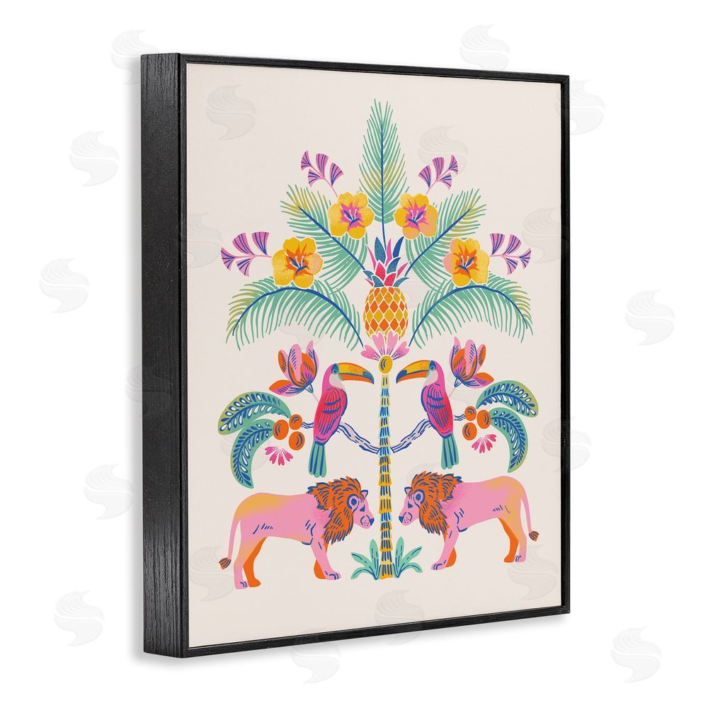 Riley Hutchens King of Jungle Symmetry Blacked Framed Giclee Wall Art Print