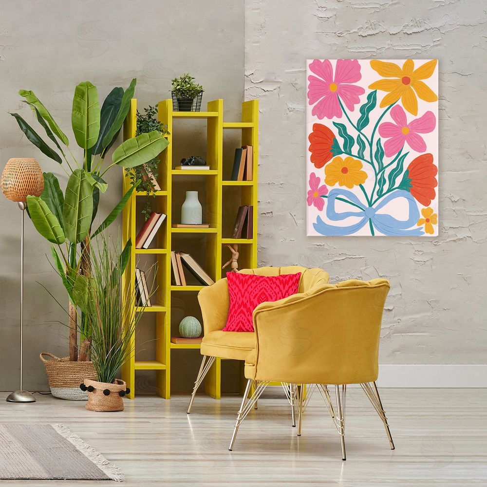 Lisa Barlow Mid Century Fresh Florals Stretched Canvas Wall Art in Room