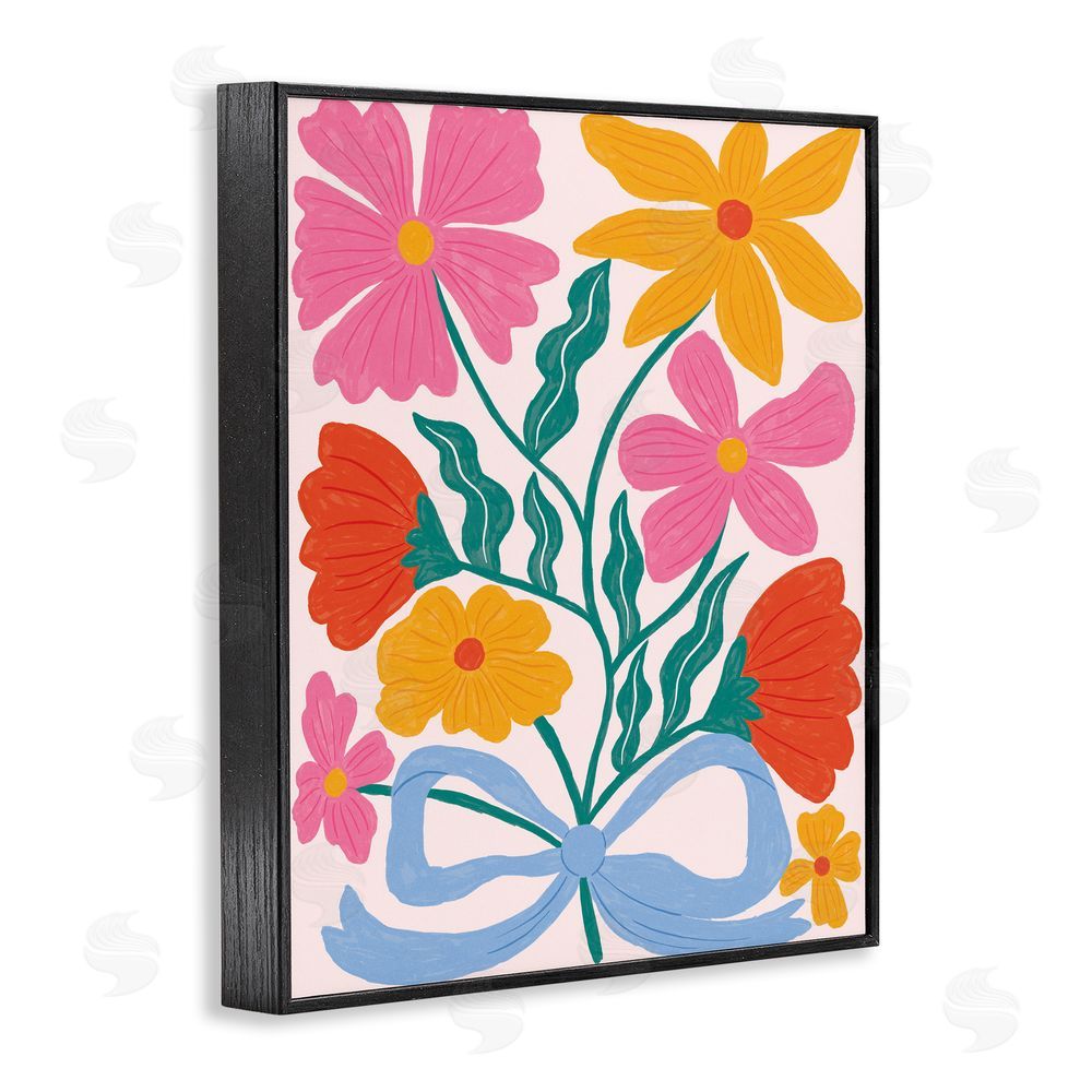 Lisa Barlow Mid Century Fresh Florals Blacked Framed Giclee Wall Art Print
