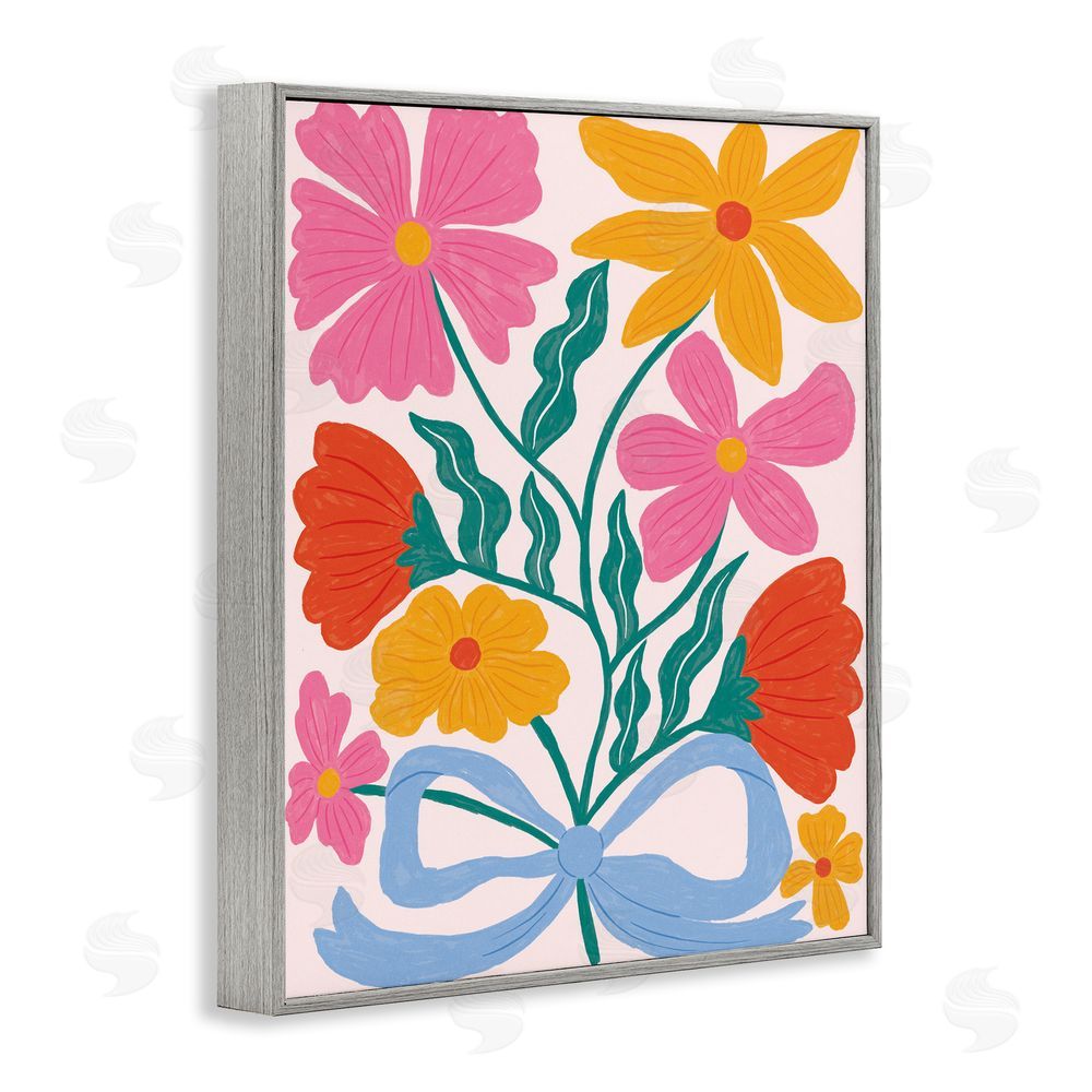 Lisa Barlow Mid Century Fresh Florals Gray Framed Giclee Wall Art Print