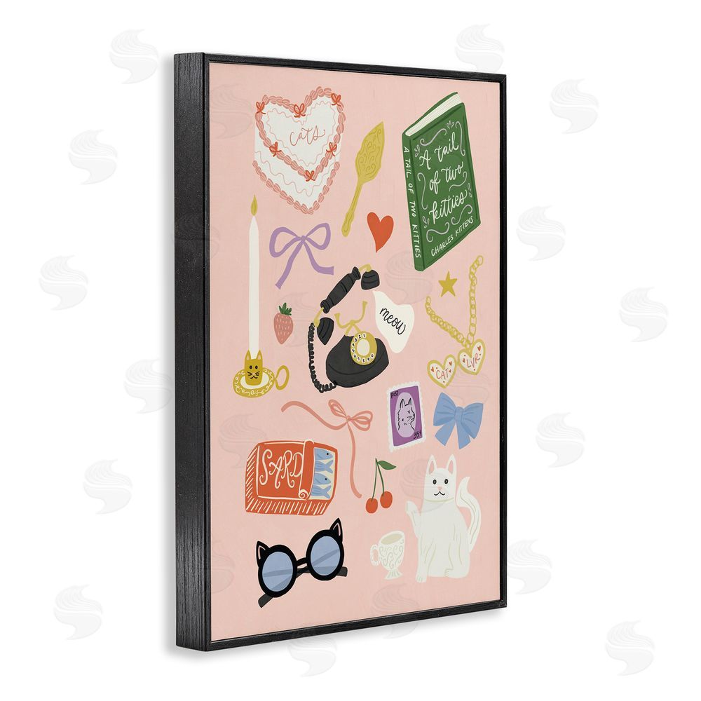 Amanda Houston Vintage Cat Lover Trinkets Black Framed Giclee Wall Art Print