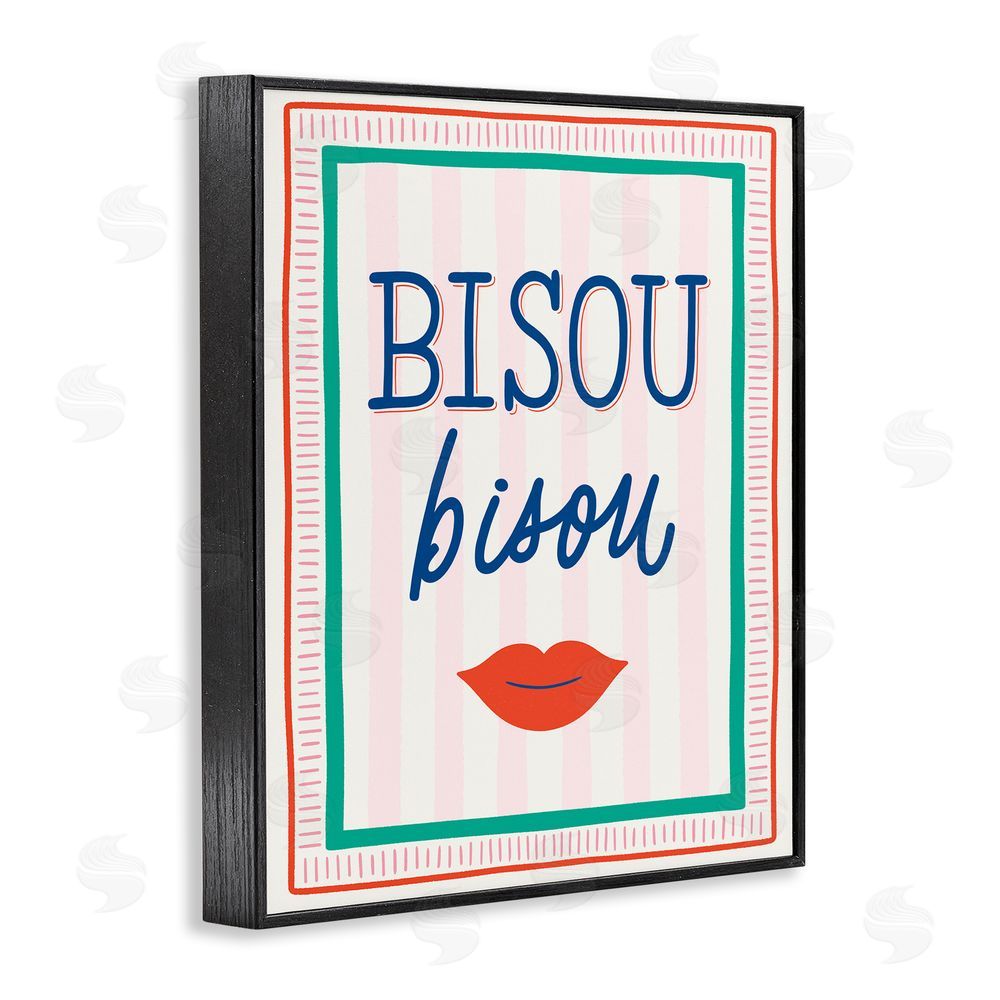 Jalynn Heerdt Bisou Kiss over Stripes Black Framed Giclee Wall Art Print