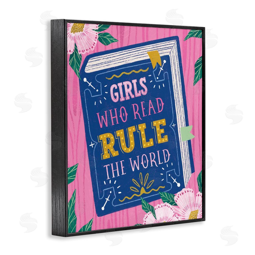 Vanessa Stoilova Girls Who Read Inspirational Blacked Framed Giclee Wall Art Print
