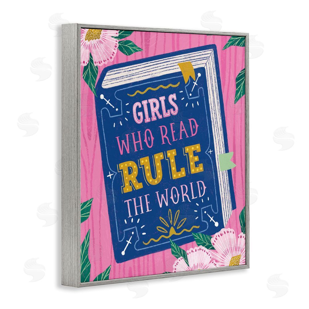 Vanessa Stoilova Girls Who Read Inspirational Gray Framed Giclee Wall Art Print