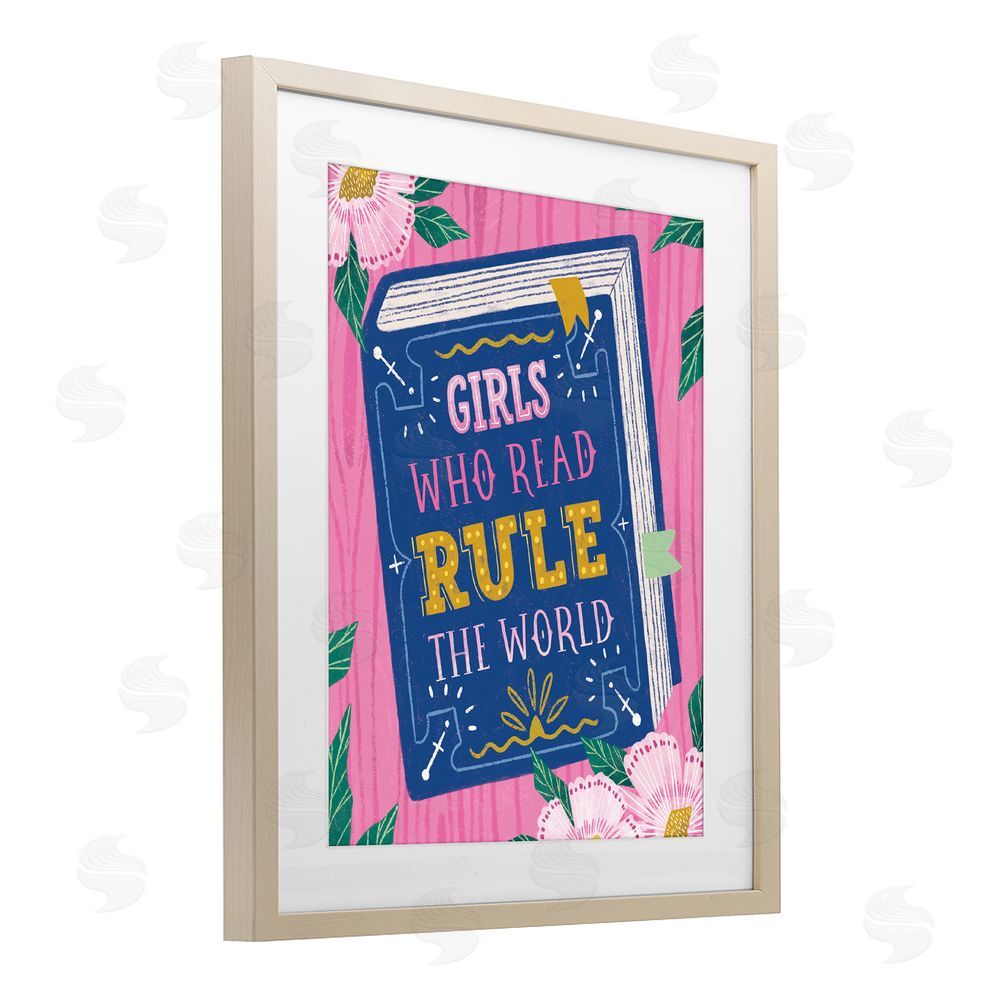 Vanessa Stoilova Girls Who Read Inspirational Brown Framed Print Under Glass with Mat Wall Art