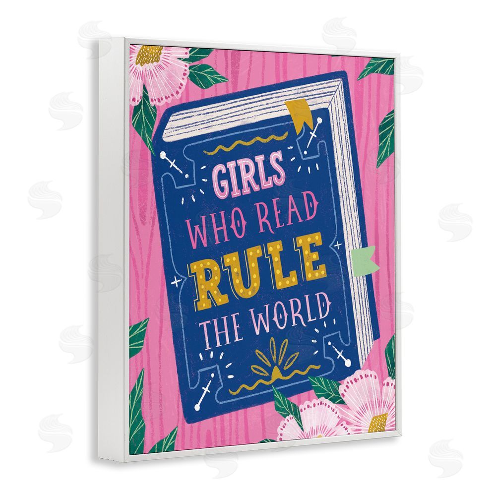 Vanessa Stoilova Girls Who Read Inspirational White Framed Giclee Wall Art Print