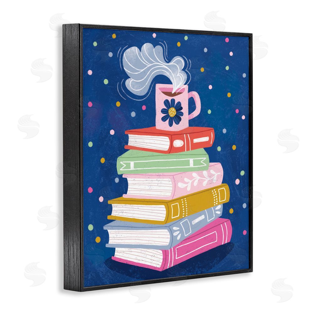 Vanessa Stoilova Book Stack & Cozy Mug Black Framed Giclee Wall Art Print