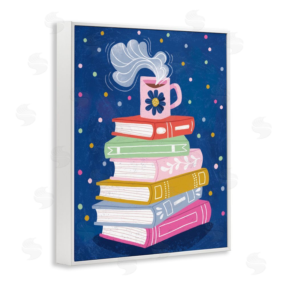 Vanessa Stoilova Book Stack & Cozy Mug White Framed Giclee Wall Art Print