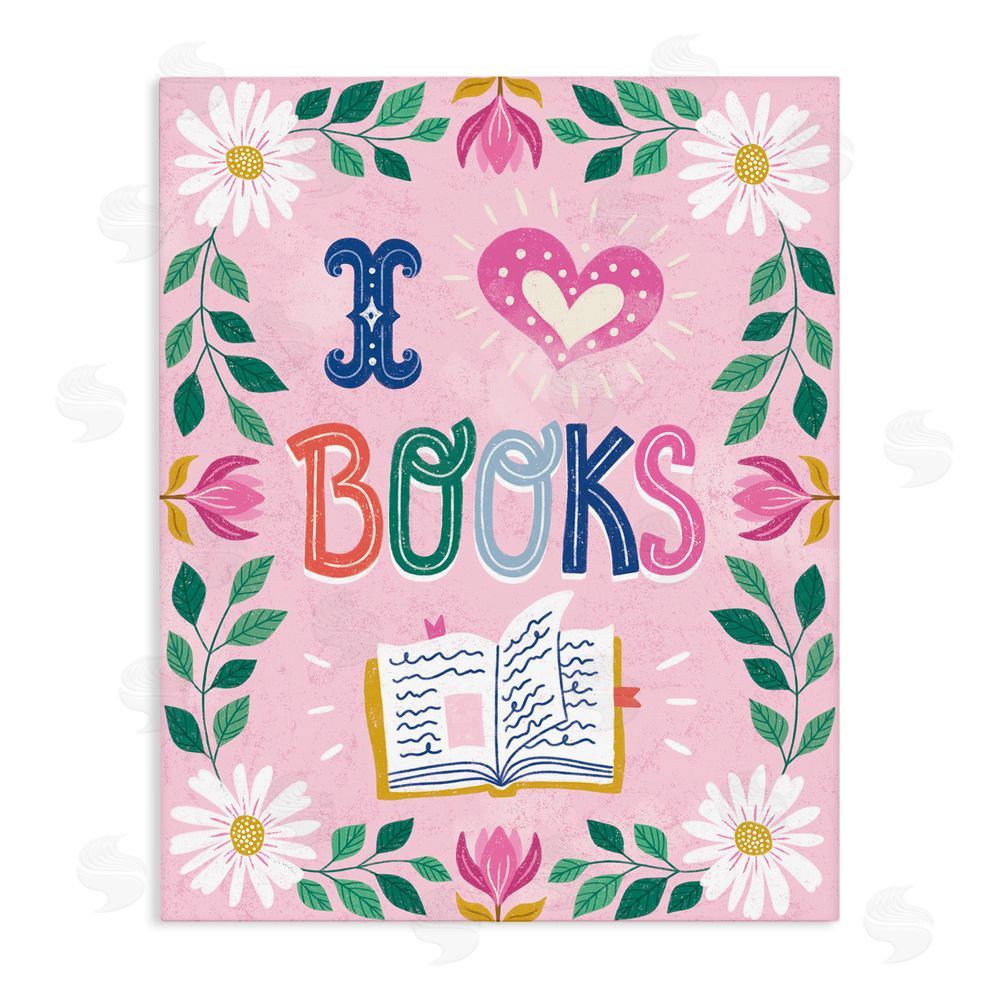 Vanessa Stoilova Floral I Love Books Stretched Canvas Wall Art