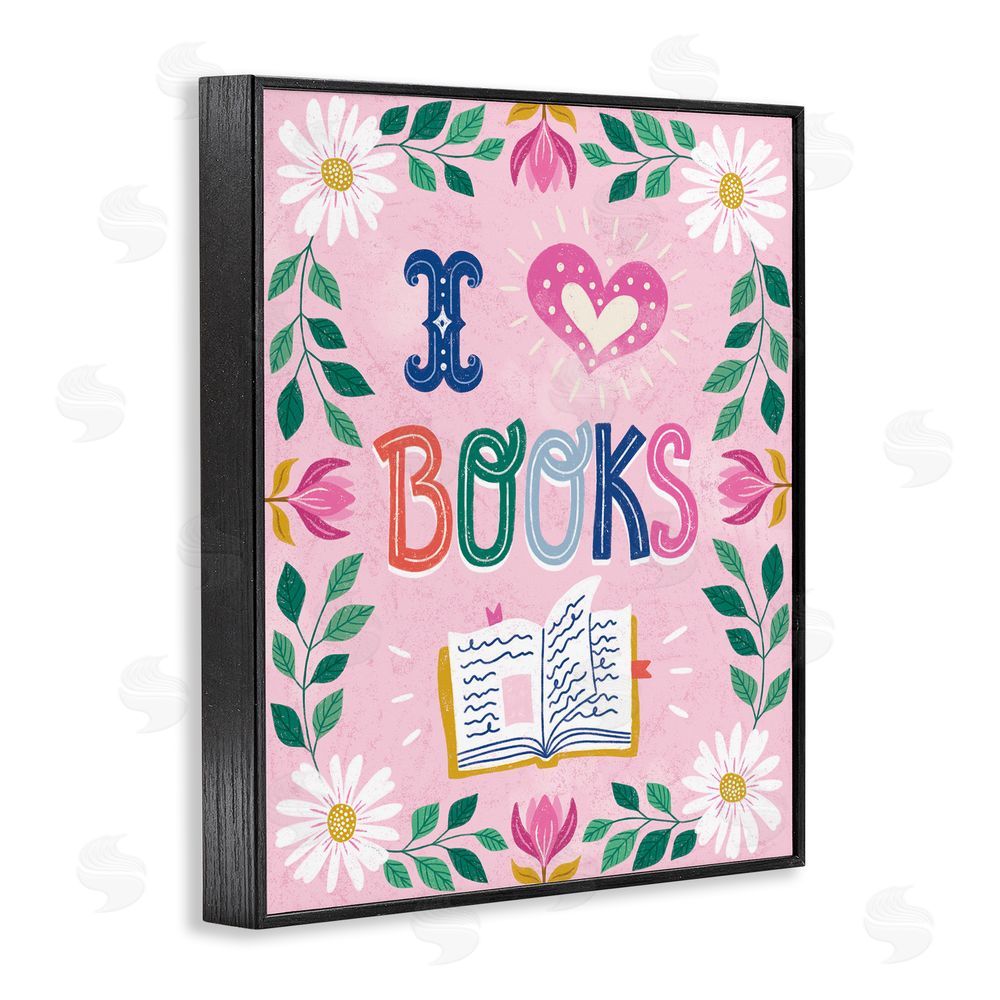 Vanessa Stoilova Floral I Love Books Blacked Framed Giclee Wall Art Print