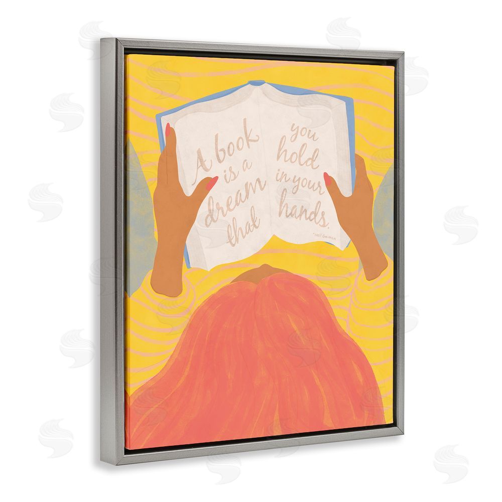 Kristina Hultkrantz A Book Is A Dream Gray Floating Frame Canvas Wall Art Print