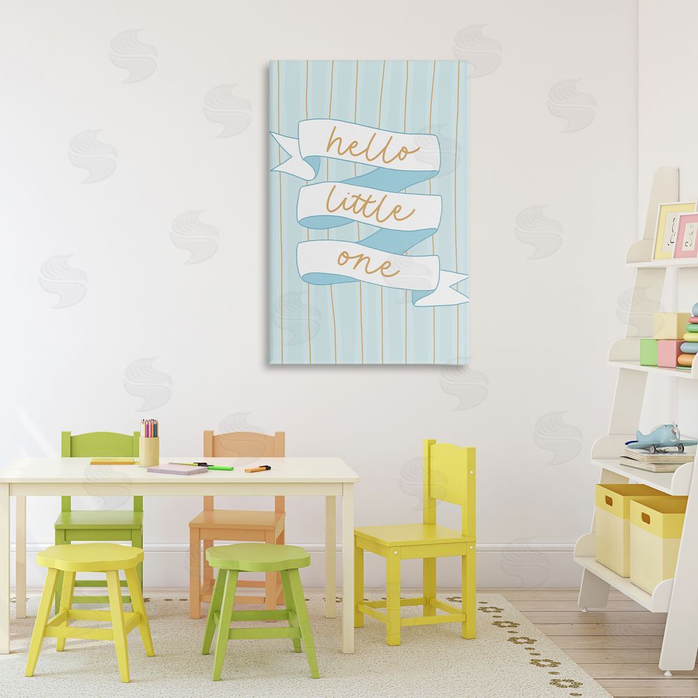 Amanda Houston Blue Hello Little One Stretched Canvas Wall Art in Room