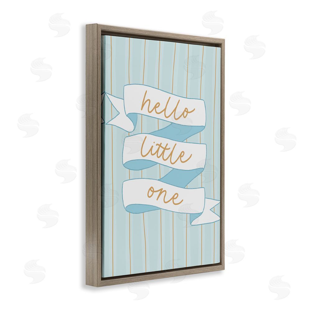 Amanda Houston Blue Hello Little One Brown Floating Frame Canvas Wall Art Print