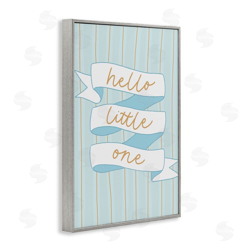 Amanda Houston Blue Hello Little One Gray Framed Giclee Wall Art Print