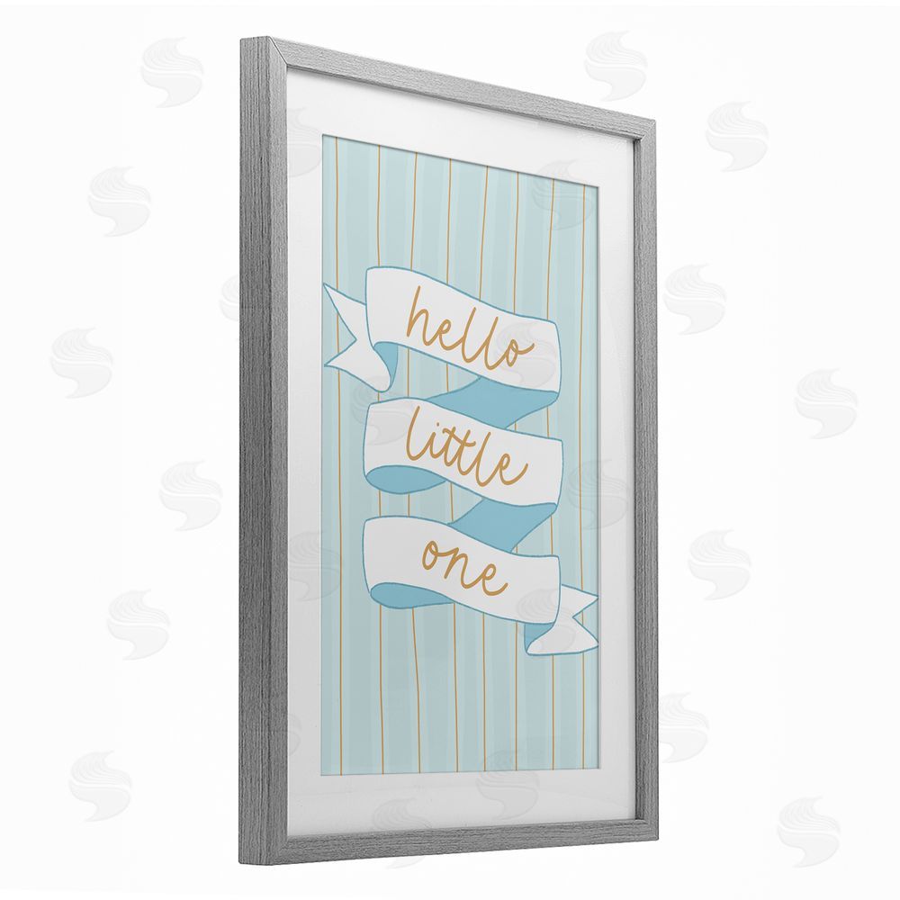 Amanda Houston Blue Hello Little One Gray Framed Print Under Glass Wall Art