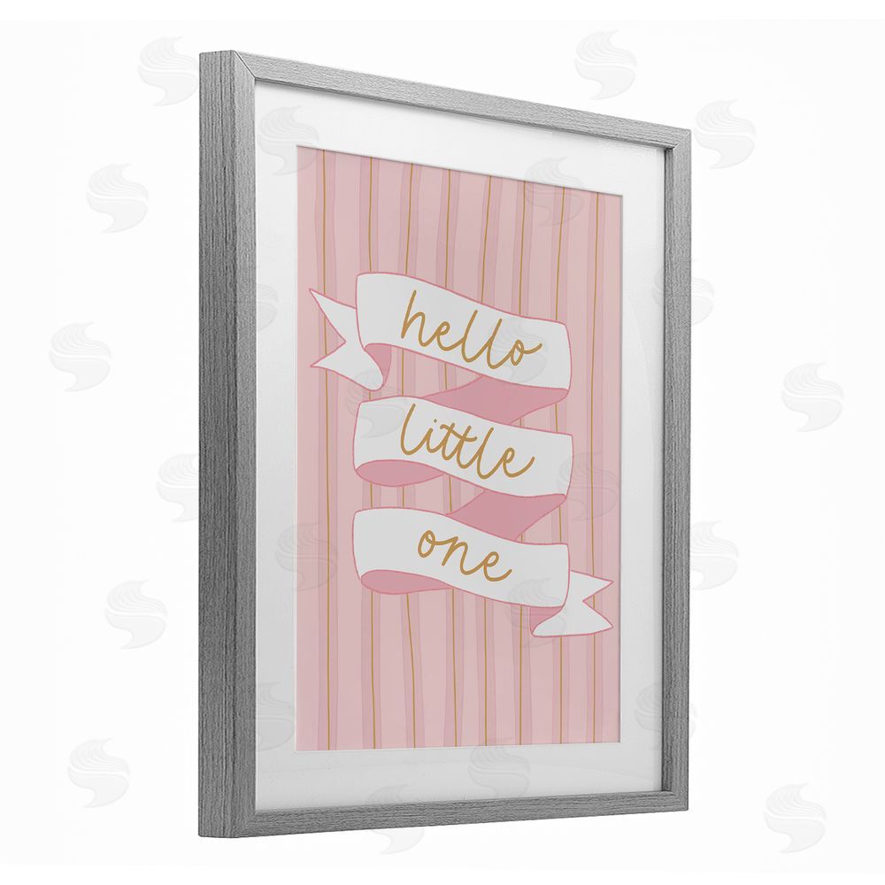 Amanda Houston Pink Hello Little One Gray Framed Print Under Glass Wall Art
