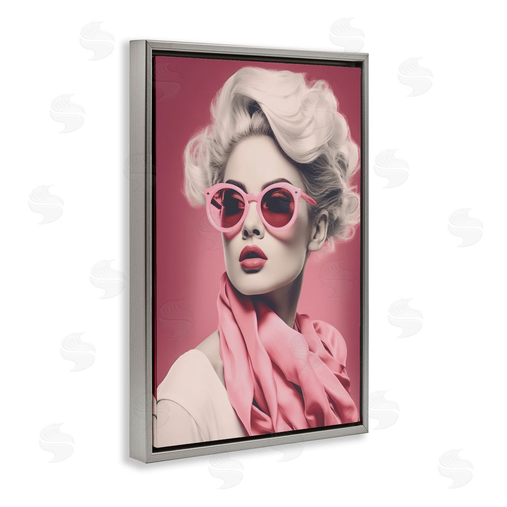Andrea Haase Iconic Retro Chic Portrait Gray Floating Frame Canvas Wall Art
